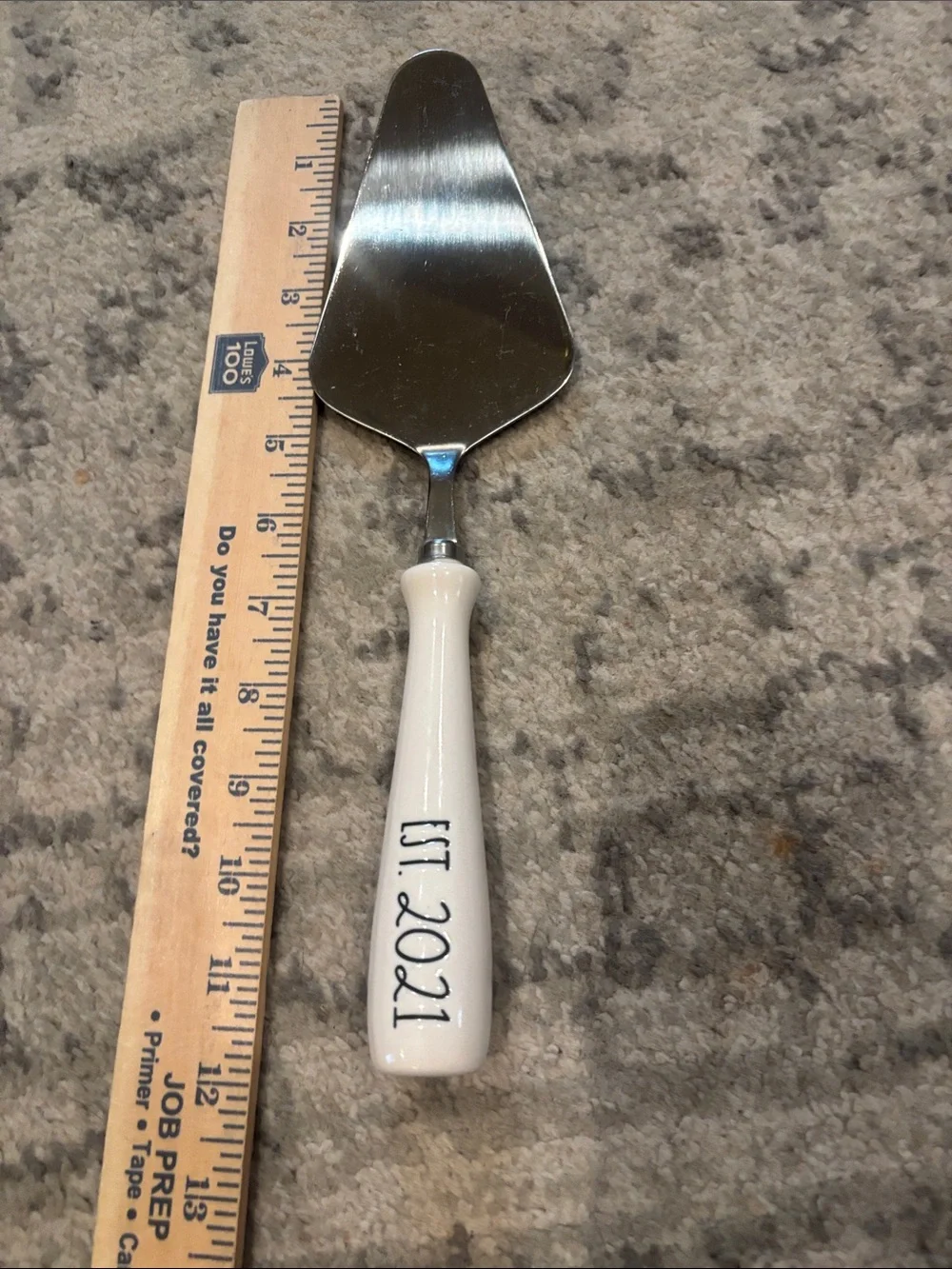 Rae Dunn White Ceramic-Handled Cake Server with EST. 2021
